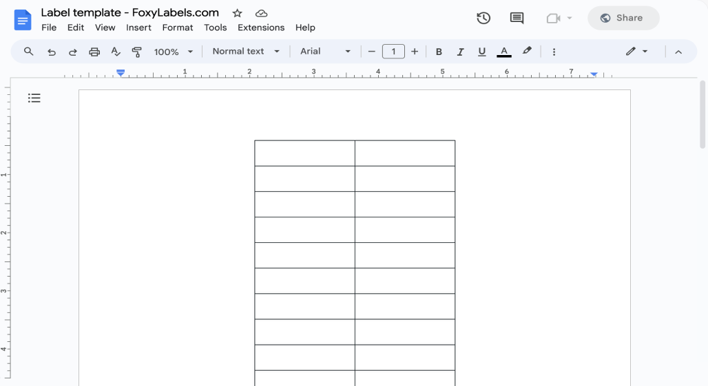 Template for Google Docs compatible with Avery® 11110