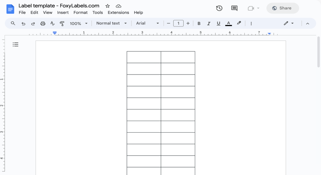 Template for Google Docs compatible with Avery® 11111