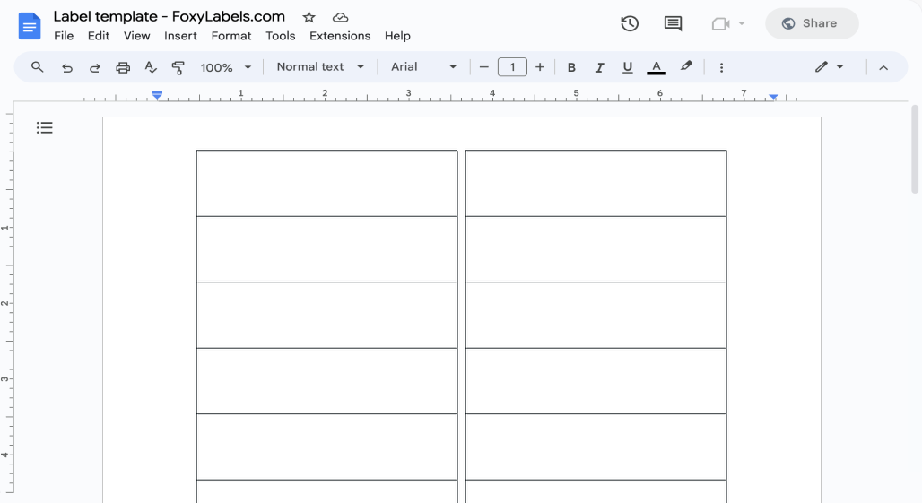 Template for Google Docs compatible with Avery® 15661