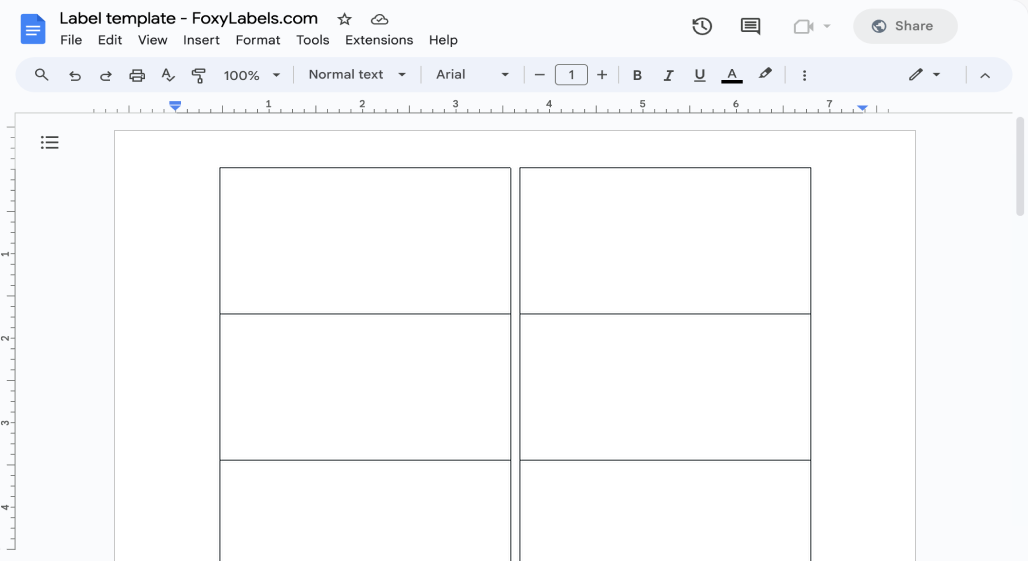 Template for Google Docs compatible with Avery® 18663