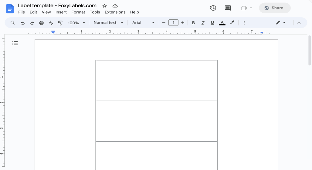 Template for Google Docs compatible with Avery® 2217