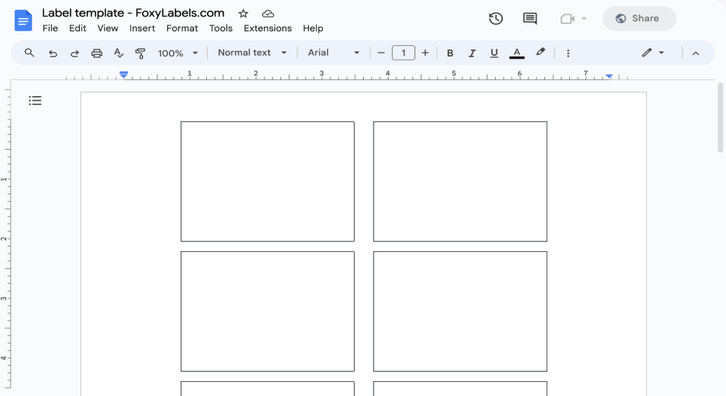 Template for Google Docs compatible with Avery® 25395
