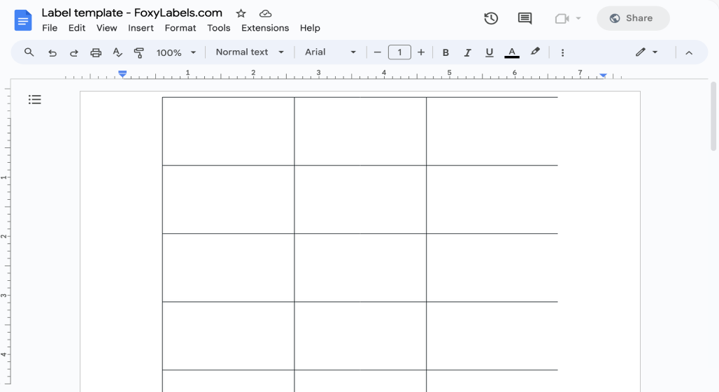 Template for Google Docs compatible with Avery® 3475