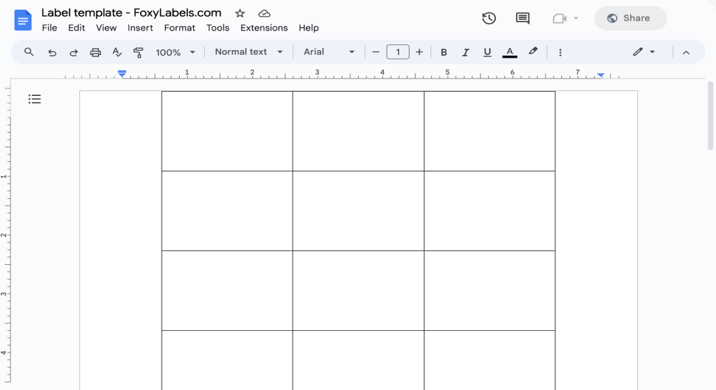 Template for Google Docs compatible with Avery® 3652