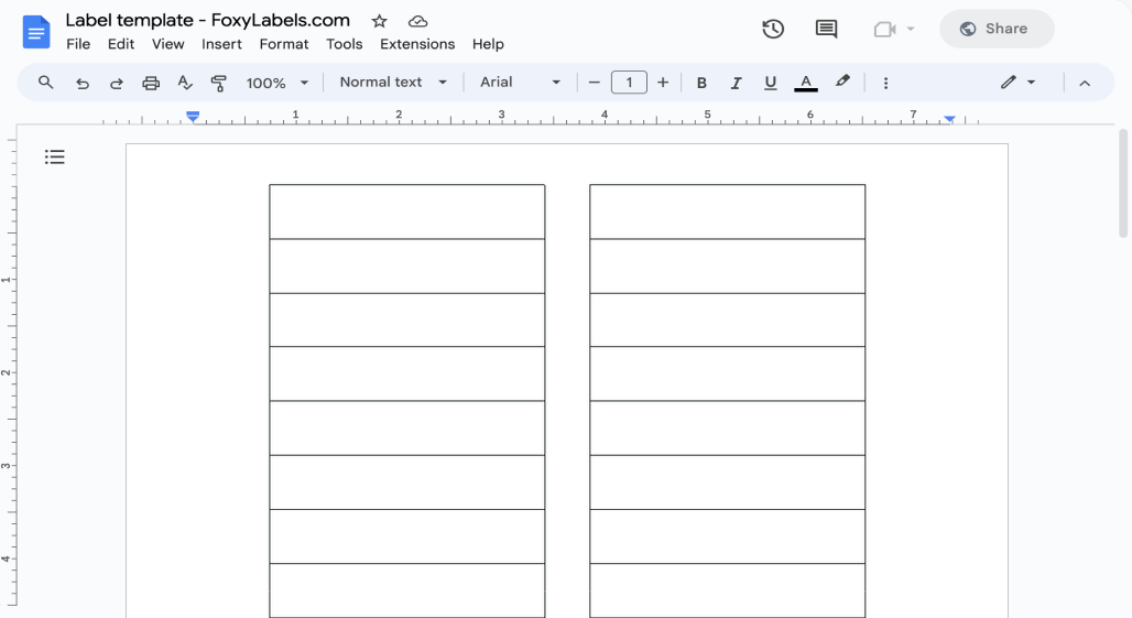 Template for Google Docs compatible with Avery® 45366