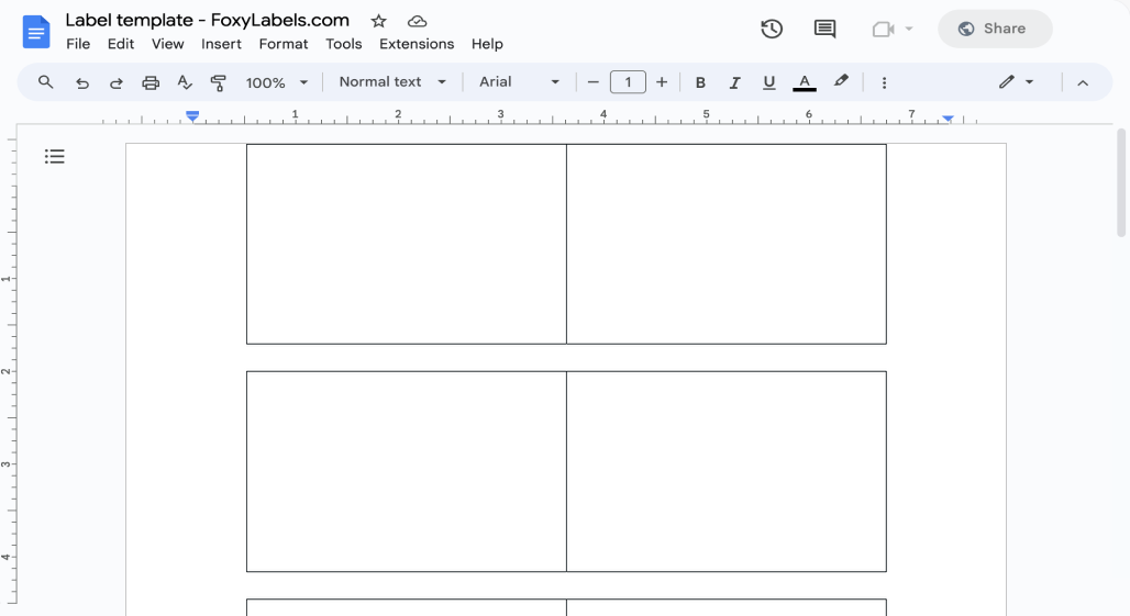 Template for Google Docs compatible with Avery® 4760
