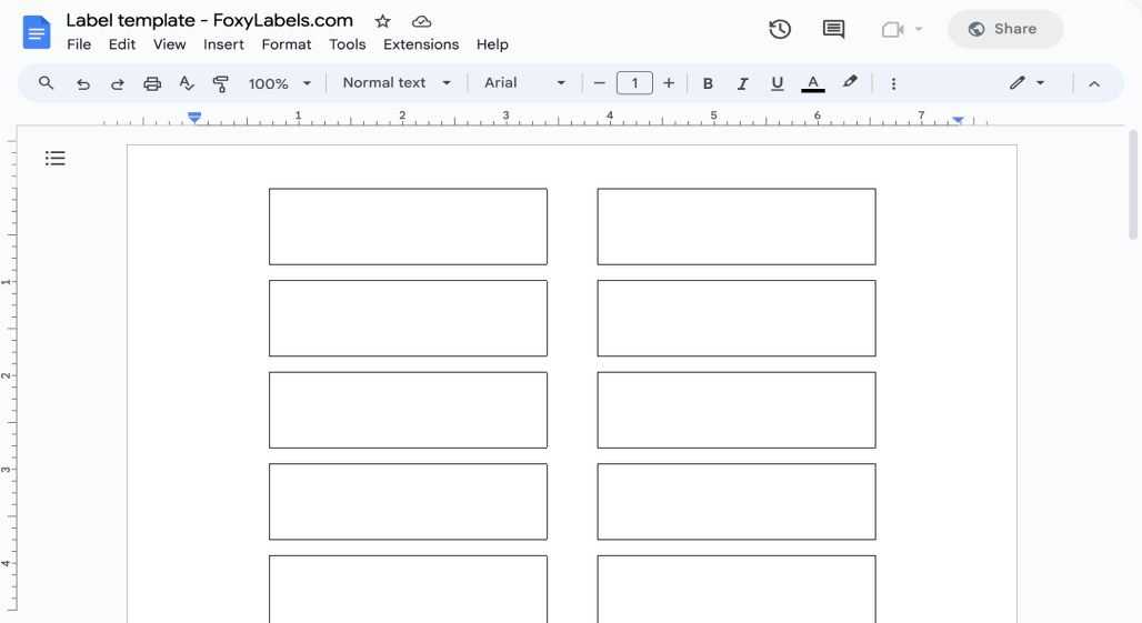 Template for Google Docs compatible with Avery® 5026