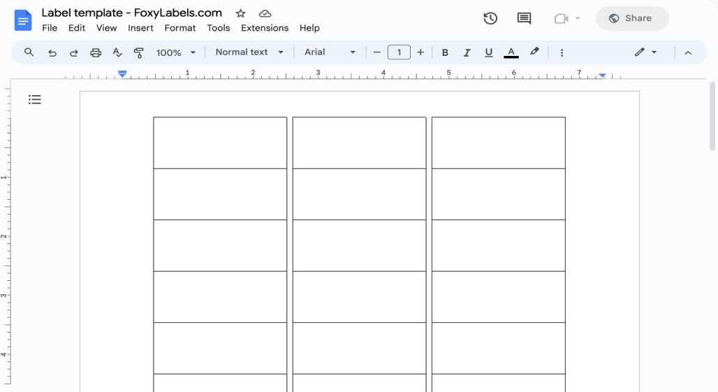 Template for Google Docs compatible with Avery® 5160