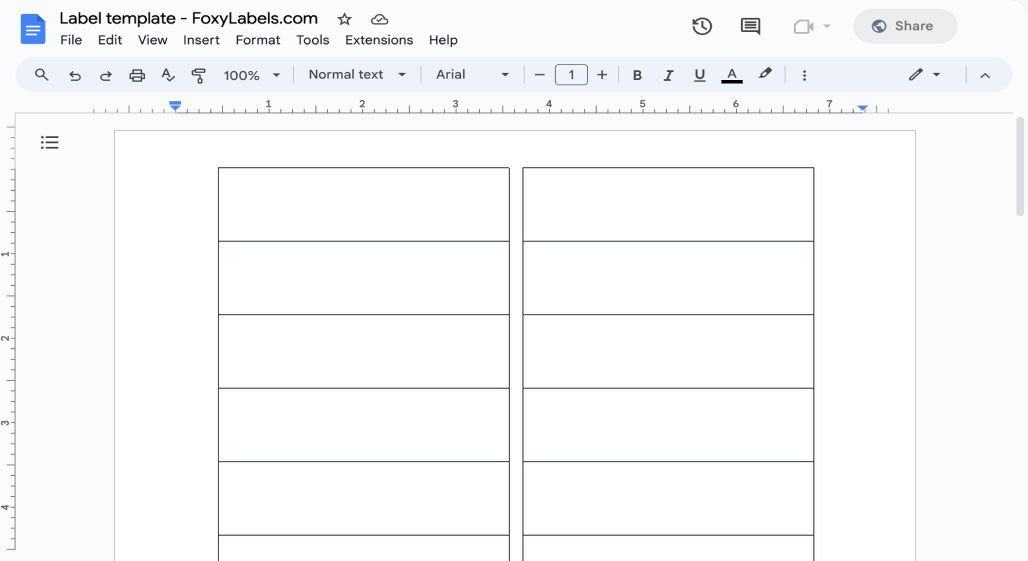 Google Docs Label Template Compatible with Avery® 5161