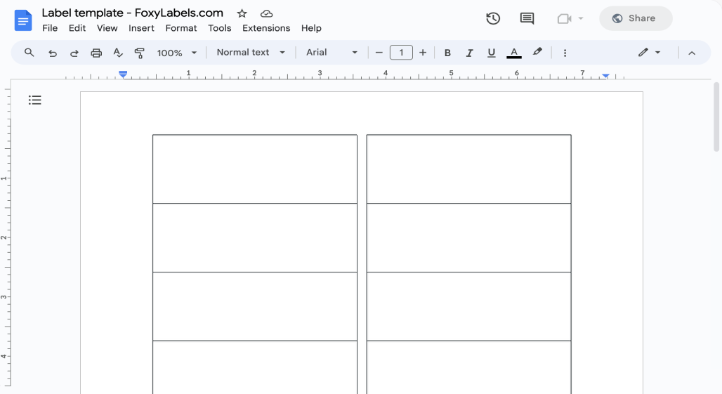 Google Docs Label Template Compatible with Avery® 5162