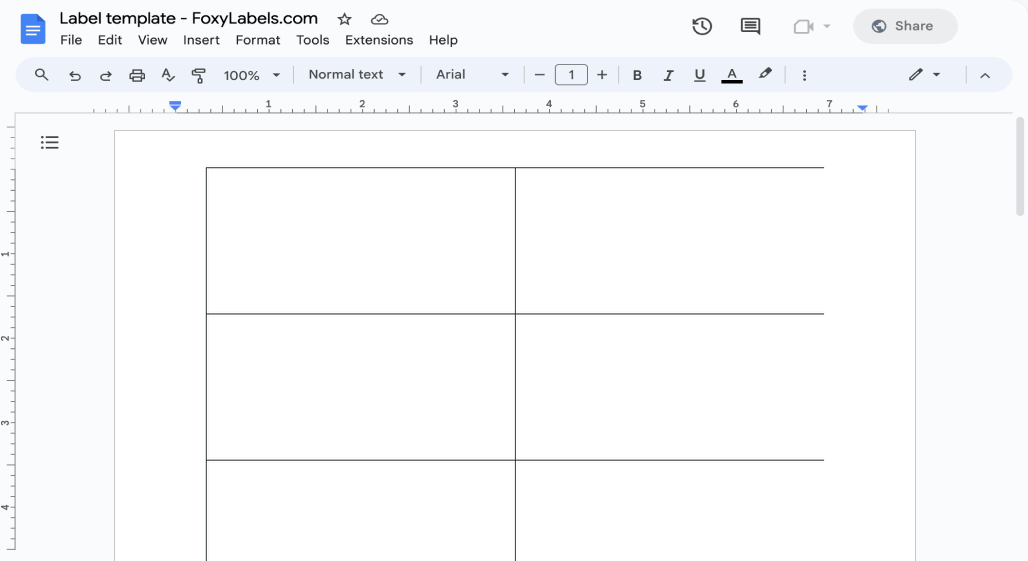 Template for Google Docs compatible with Avery® 5352