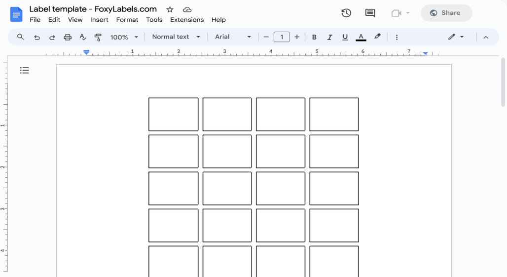 Template for Google Docs compatible with Avery® 5418