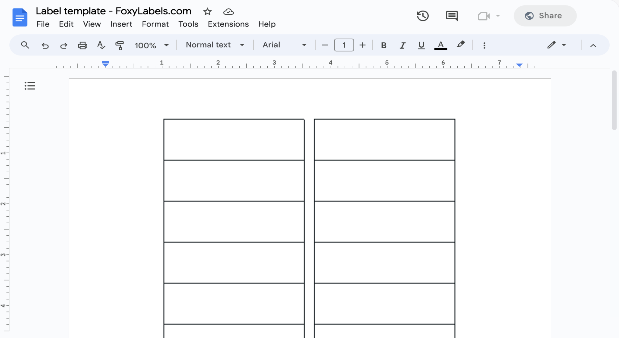 Google Docs Label Template Compatible with Avery® 5422