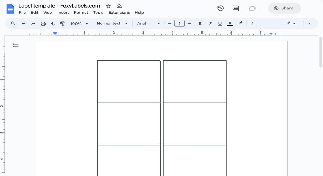 Template for Google Docs compatible with Avery® 5434
