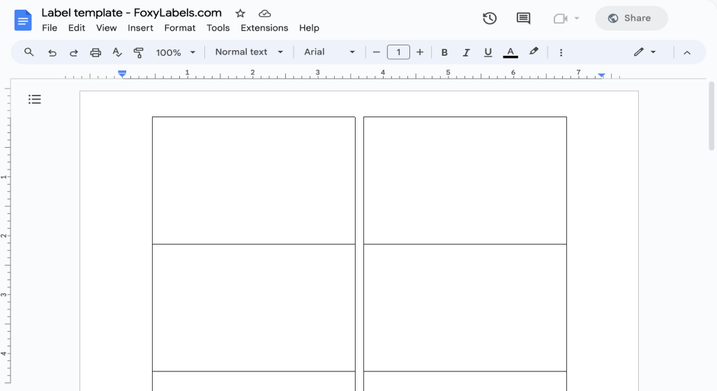 Template for Google Docs compatible with Avery® 5816
