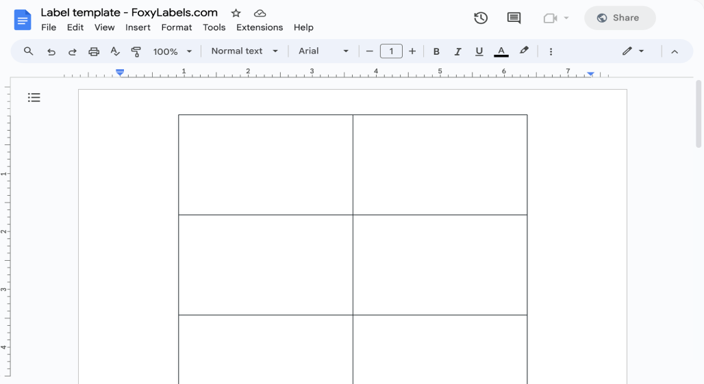 Template for Google Docs compatible with Avery® 5870