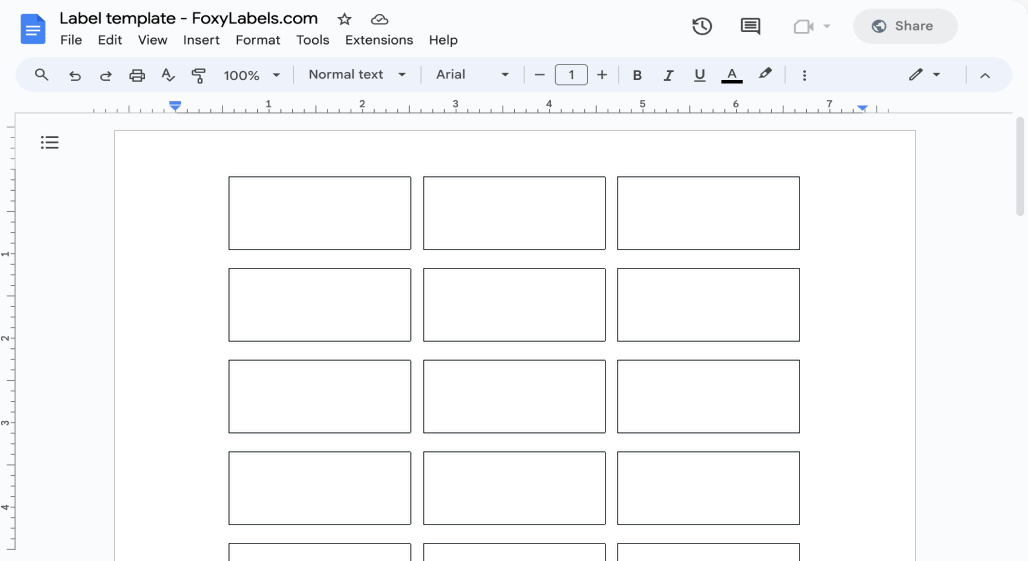 Template for Google Docs compatible with Avery® 60517