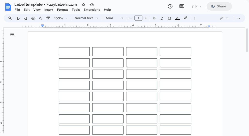 Template for Google Docs compatible with Avery® 60518