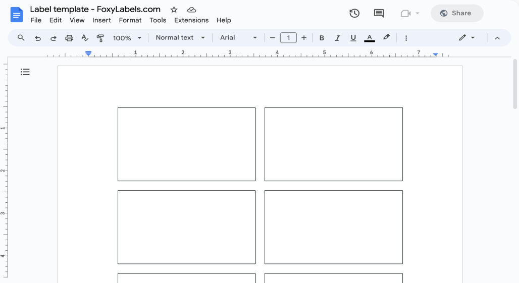 Template for Google Docs compatible with Avery® 60538