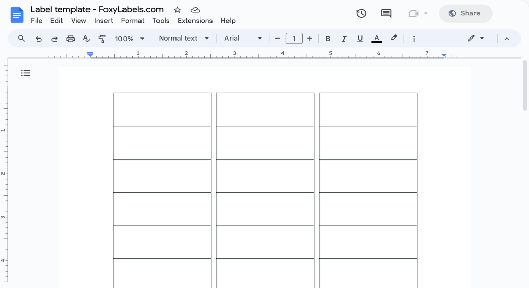 Template for Google Docs compatible with Avery® 61501