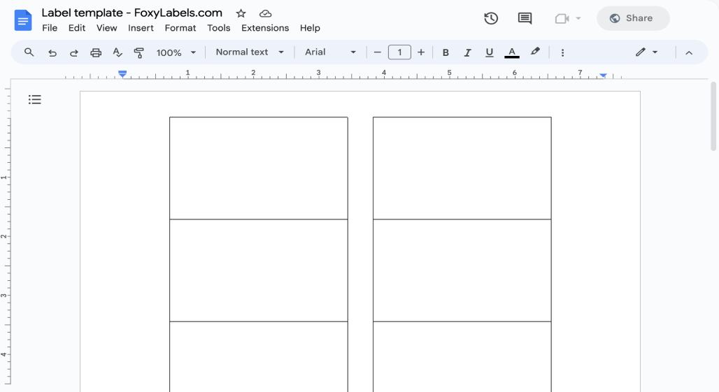 Template for Google Docs compatible with Avery® 61503