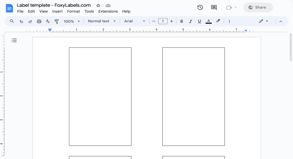 Template for Google Docs compatible with Avery® 62403