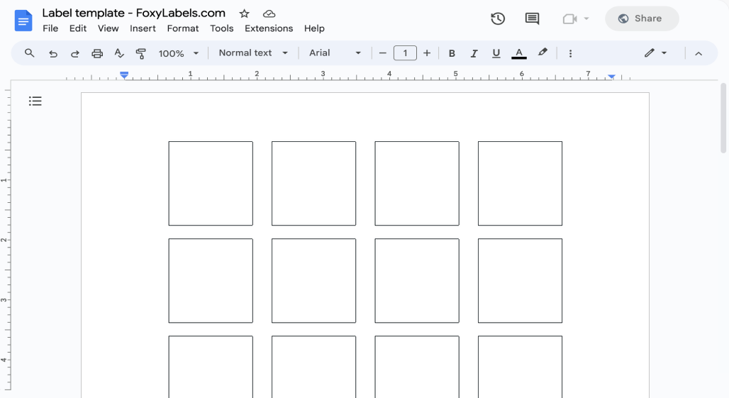Template for Google Docs compatible with Avery® 6582