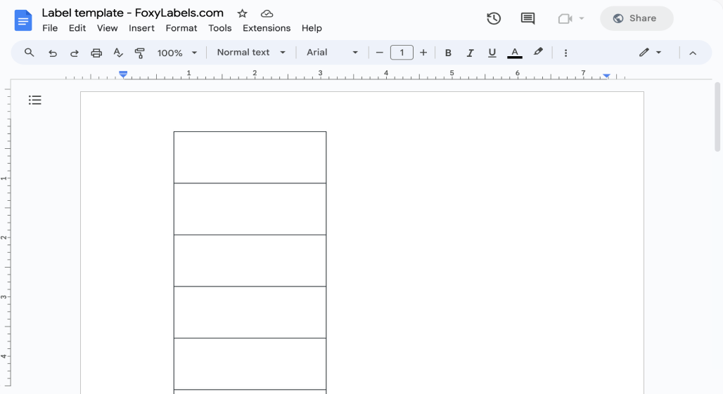 Template for Google Docs compatible with Avery® 71200