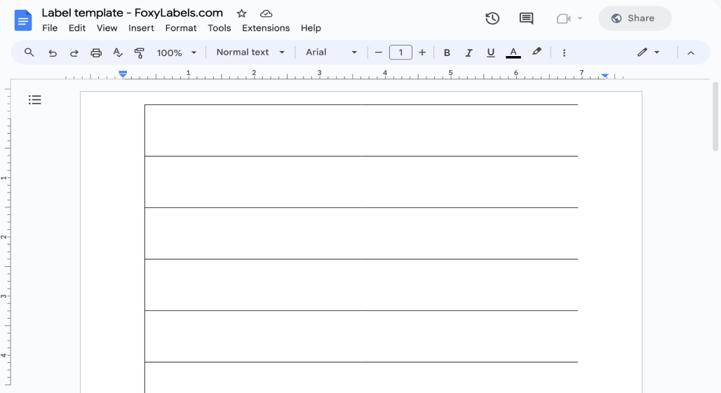 Template for Google Docs compatible with Avery® 89103