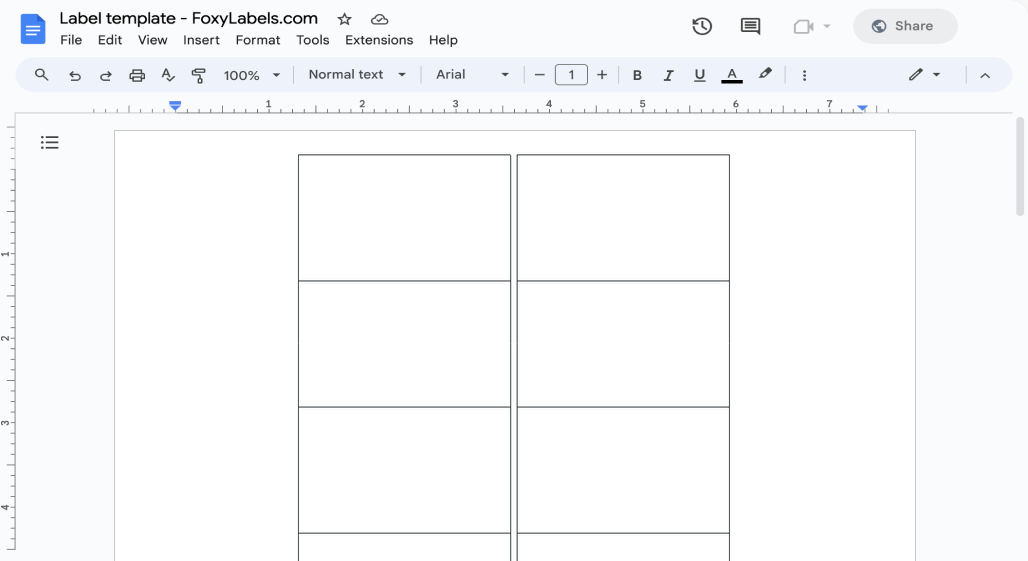 Template for Google Docs compatible with Avery-Zweckform® L4742