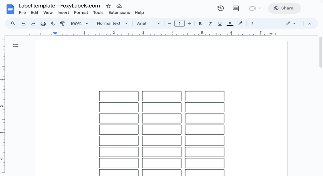 Template for Google Docs compatible with Avery® J8657