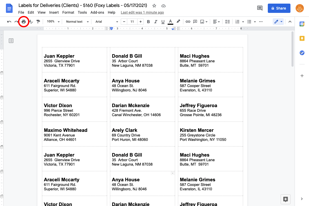 How to make labels in Google Docs